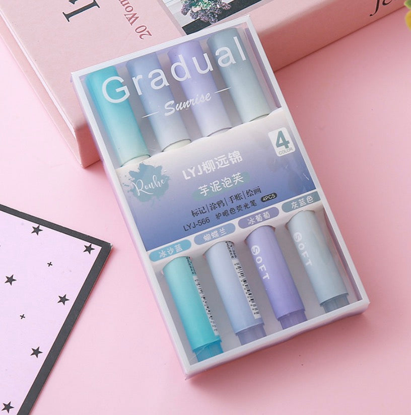 🖍️ Set de Resaltadores Estéticos en Tonos Degradados Pastel - Colección Gradual
