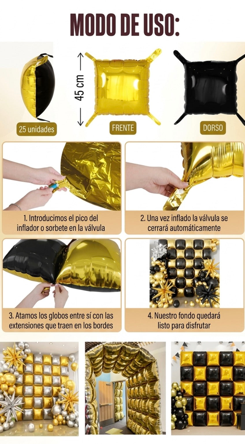 Globos 4D Cuadrados 25pcs/pack