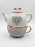 🫖 Set de Té Individual 2 en 1 de Cerámica - Colección Coquette Knit