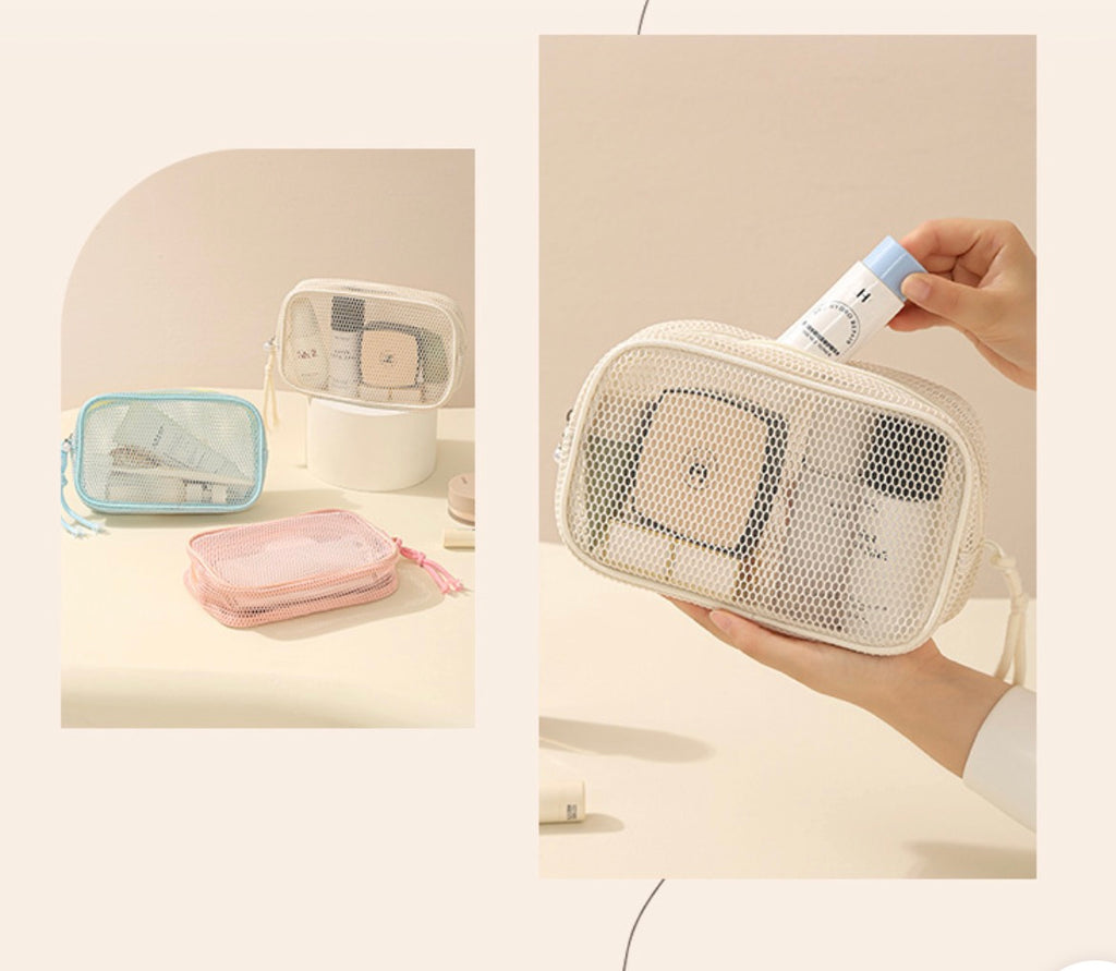 Bolsa de Malla para Cosméticos Transpirable para Uso Diario y Viajes