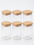 Vasos de Vidrio con Tapadera de Bamboo 6pcs