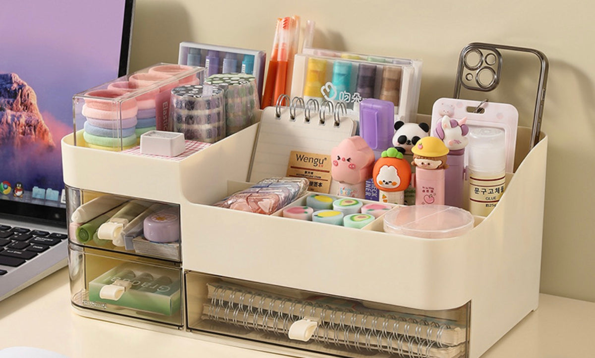 💄 Organizador de Maquillaje y Escritorio Premium con 3 Cajones Transparentes
