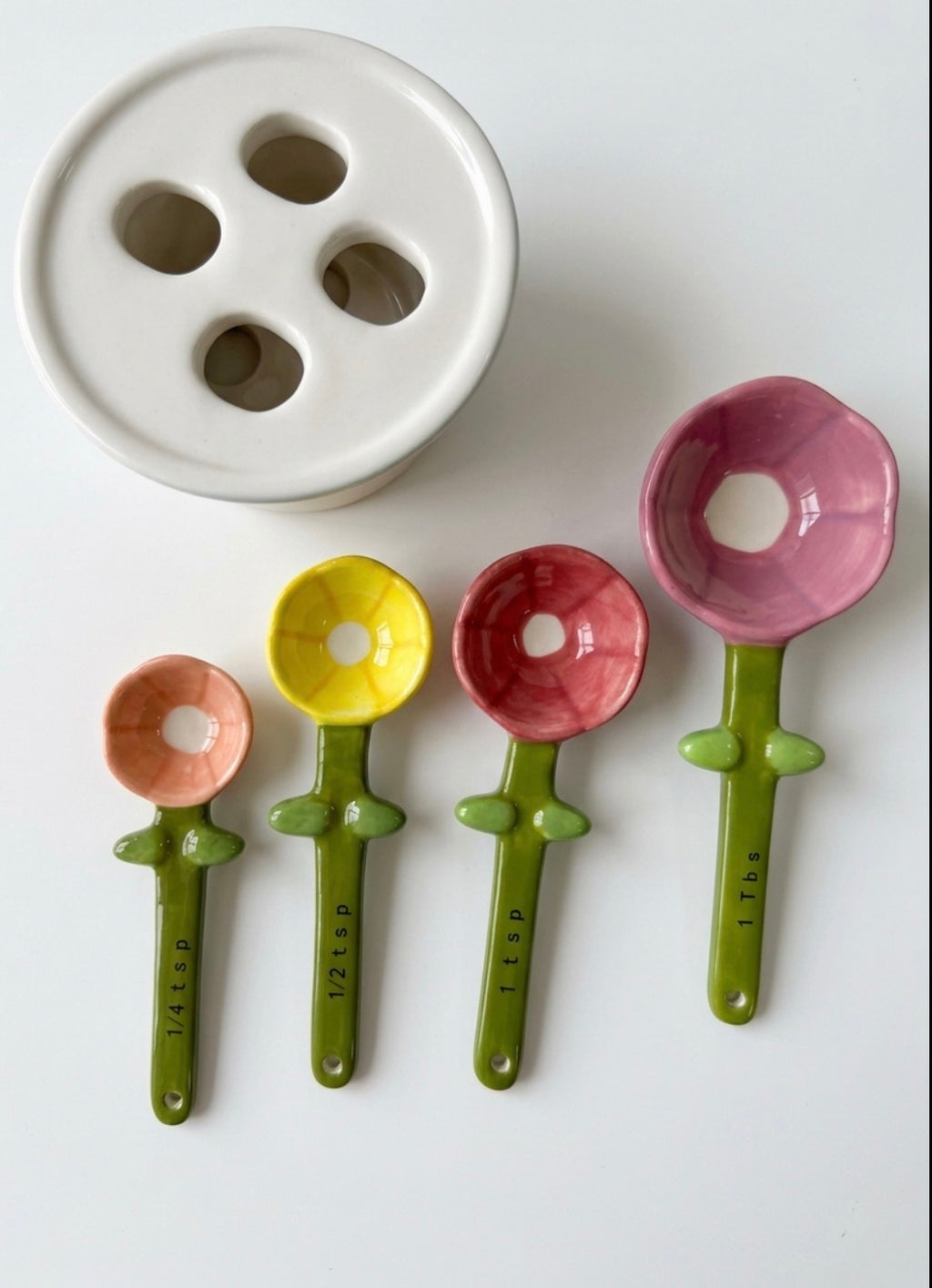 Cucharas Medidoras de Cerámica con Forma de Flor