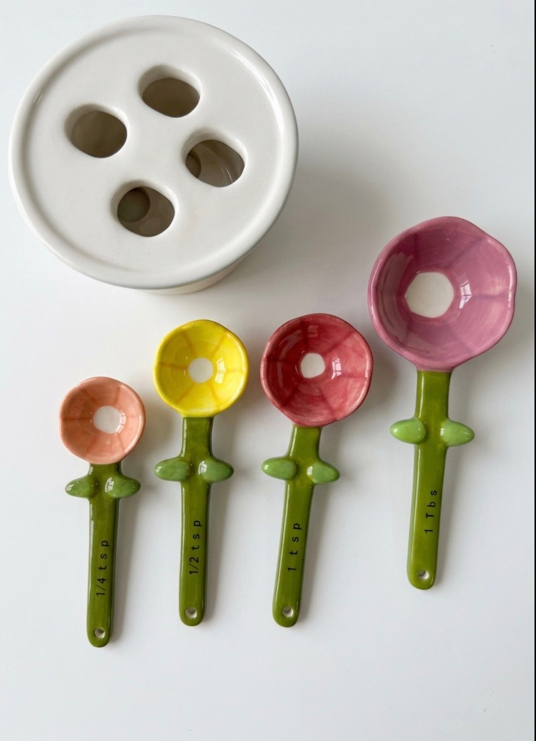 Cucharas Medidoras de Cerámica con Forma de Flor