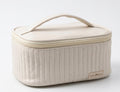 🏷️ Cosmetiquera de Viaje Acolchada de Gran Capacidad - Love & Peace (Beige)