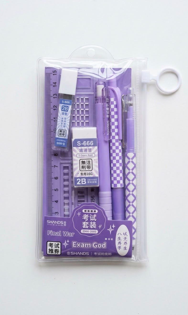 ✏️ Set de Papelería Completo para Exámenes y Estudio - Colección Pastel Grid